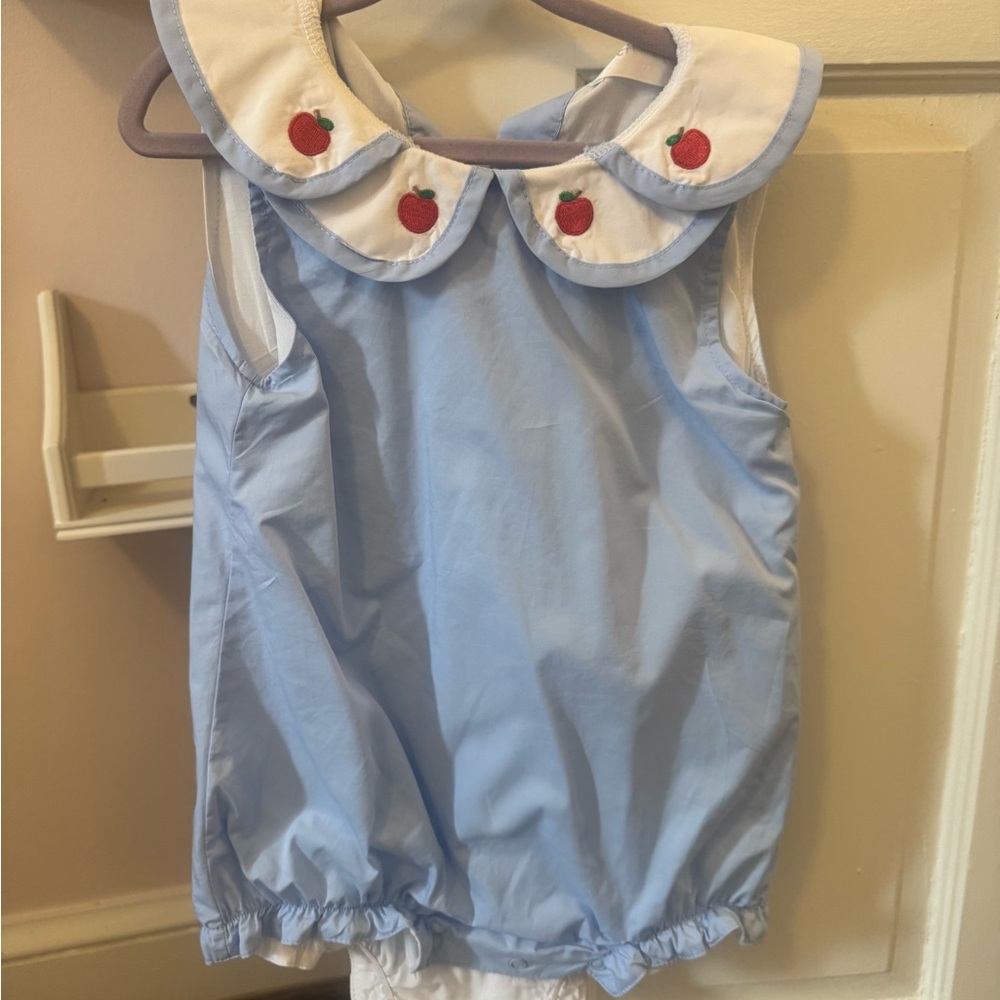 Light Blue Cotton Baby One-Piece with White Collar